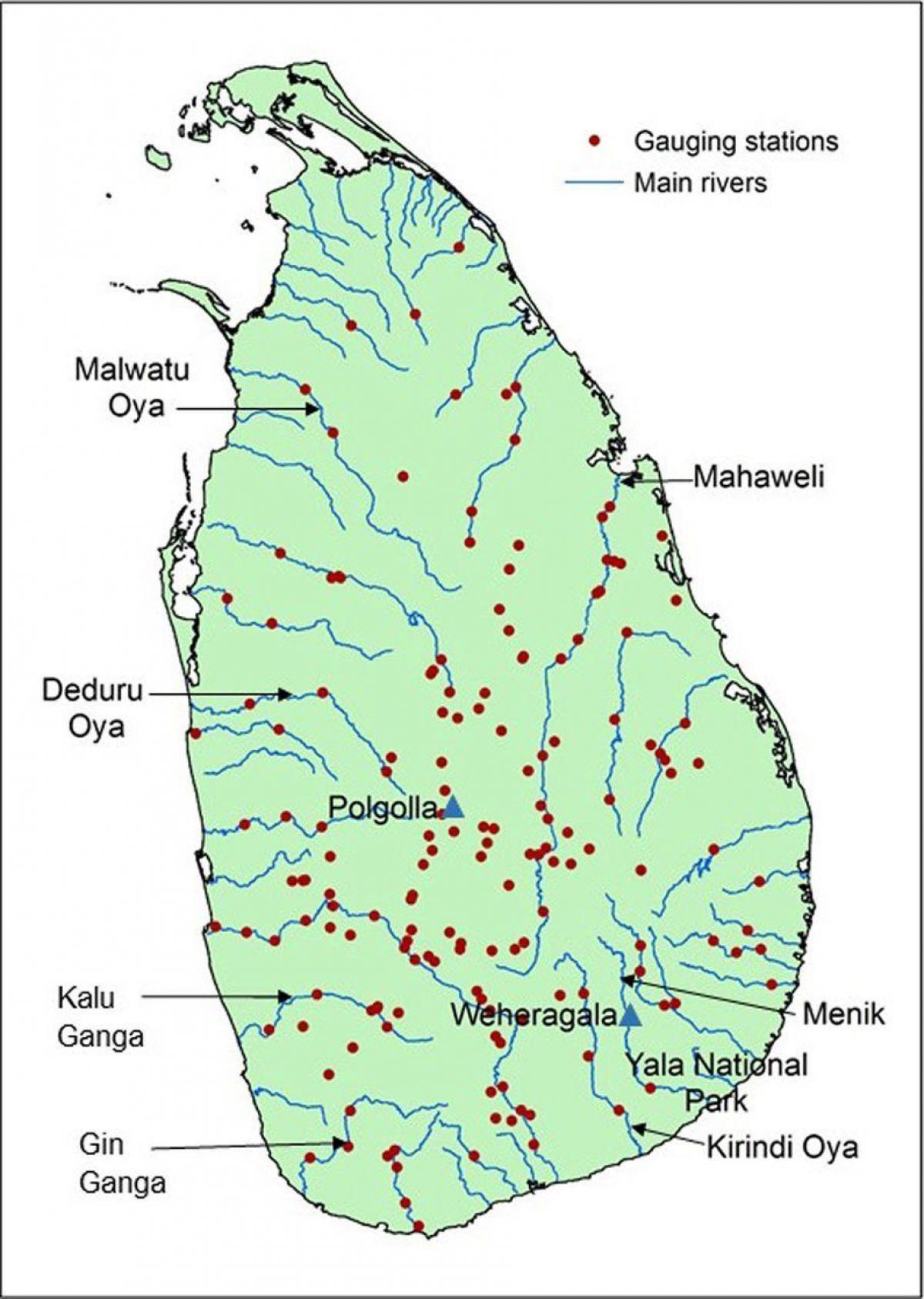 ಶ್ರೀಲಂಕಾ ಮುಖ್ಯ ನದಿಗಳು ನಕ್ಷೆ