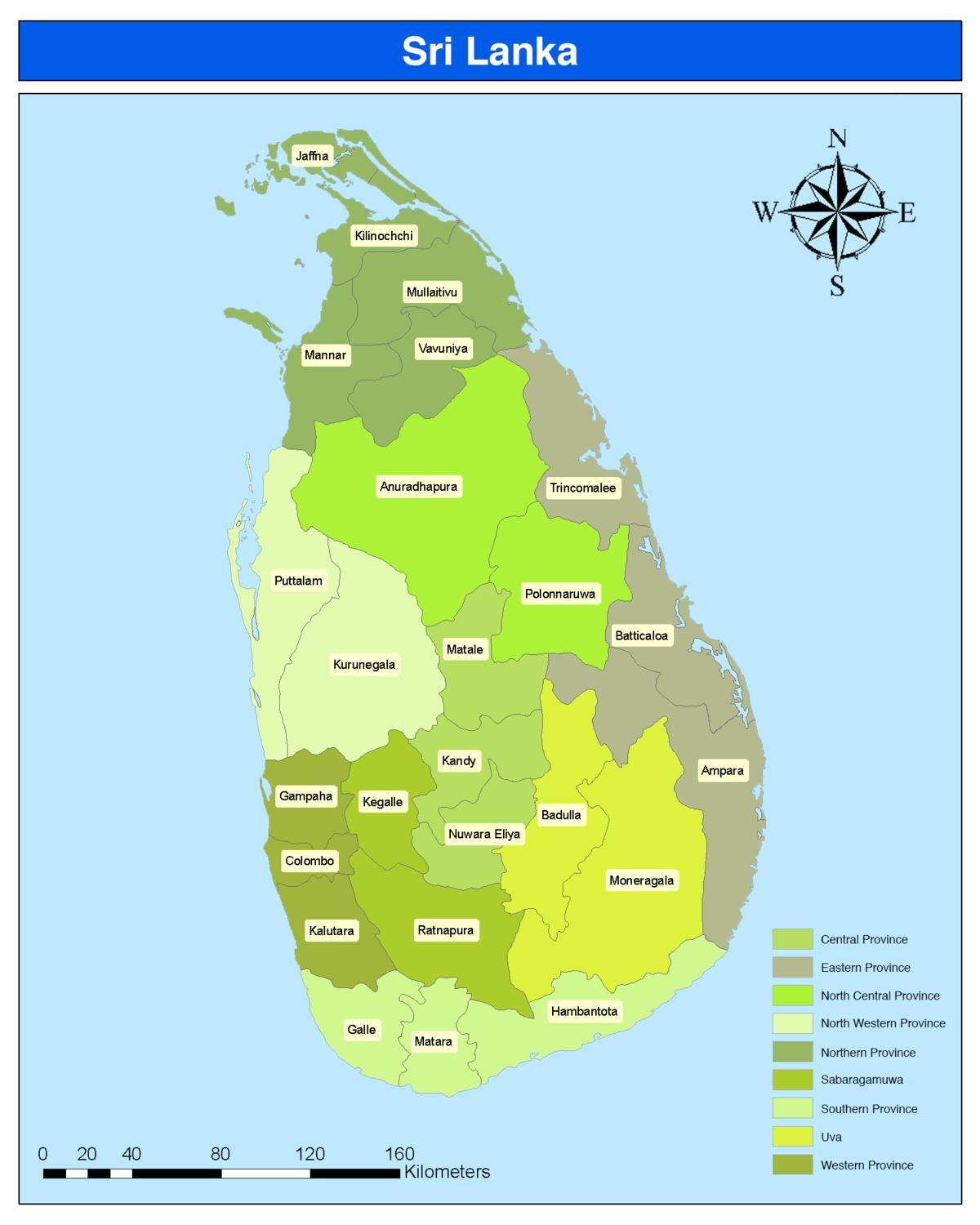 ನಕ್ಷೆ ಶ್ರೀಲಂಕಾ ಪ್ರದೇಶದಲ್ಲಿ