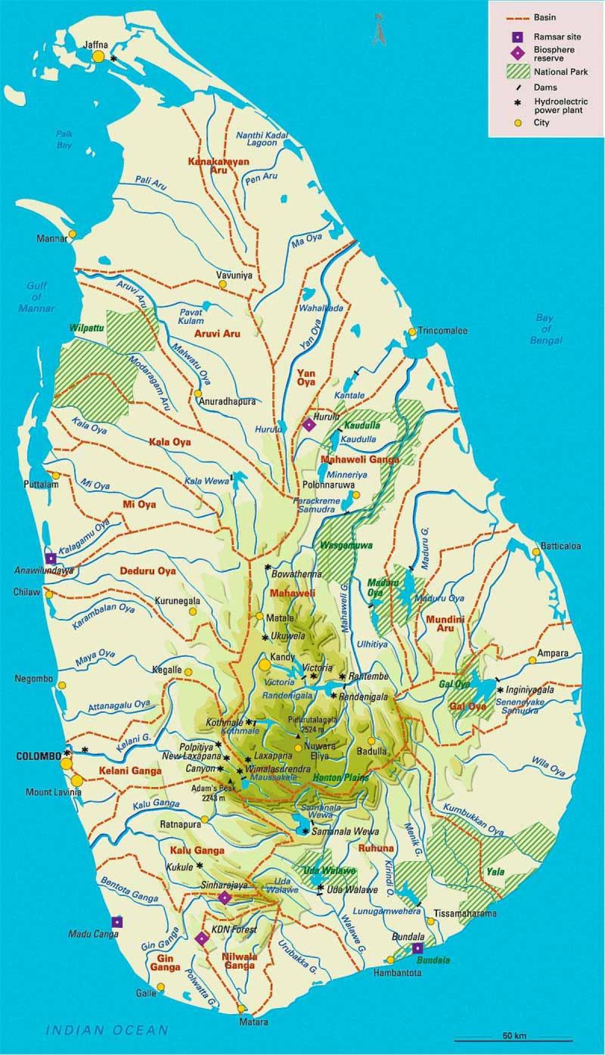 ನಕ್ಷೆ ಶ್ರೀಲಂಕಾ ಭೂಗೋಳ