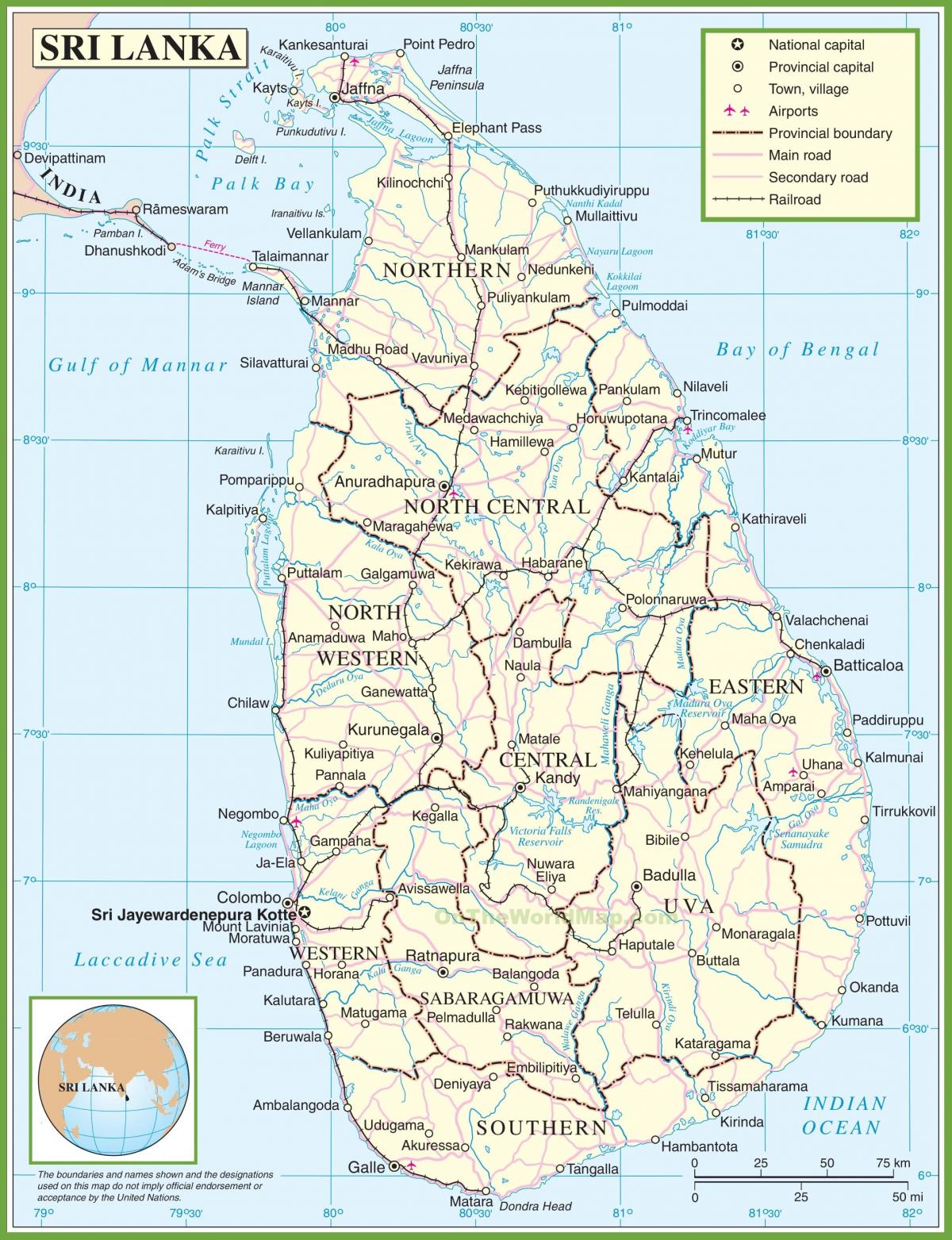ನಕ್ಷೆ ಶ್ರೀಲಂಕಾ ರಾಜಕೀಯ