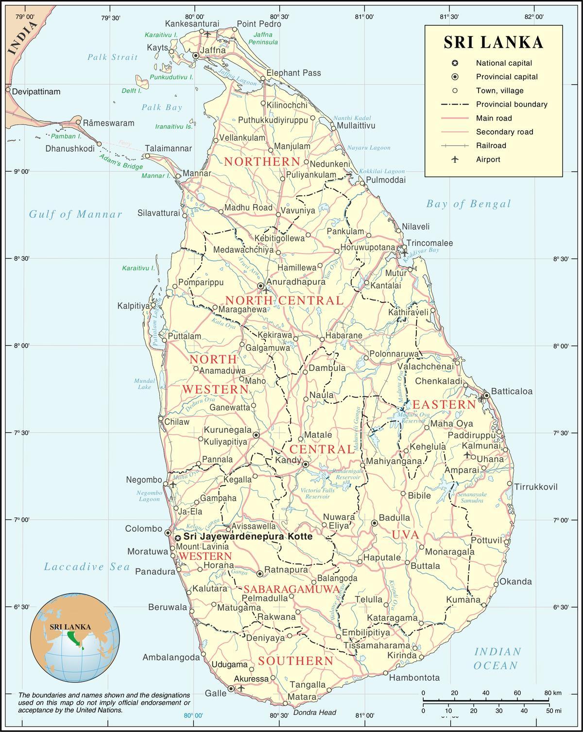 ವಿಮಾನ ಶ್ರೀಲಂಕಾ ನಕ್ಷೆ