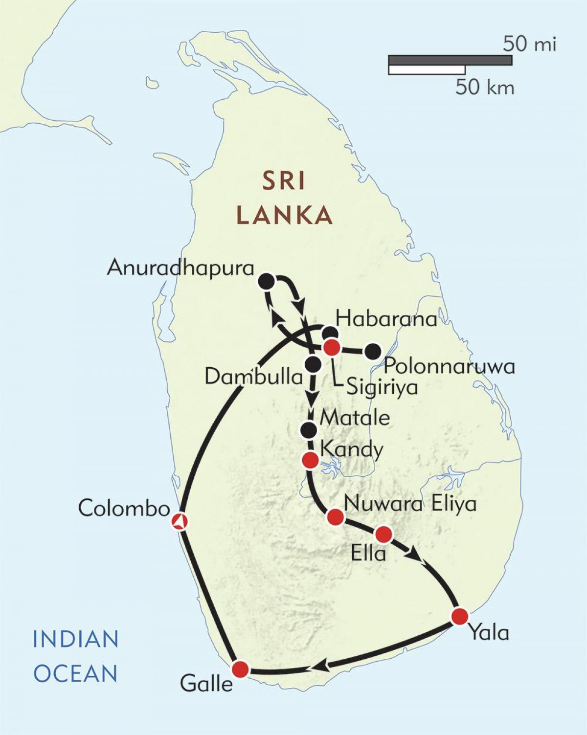 ನಕ್ಷೆ ಶ್ರೀಲಂಕಾ ವಿವರದಲ್ಲಿ