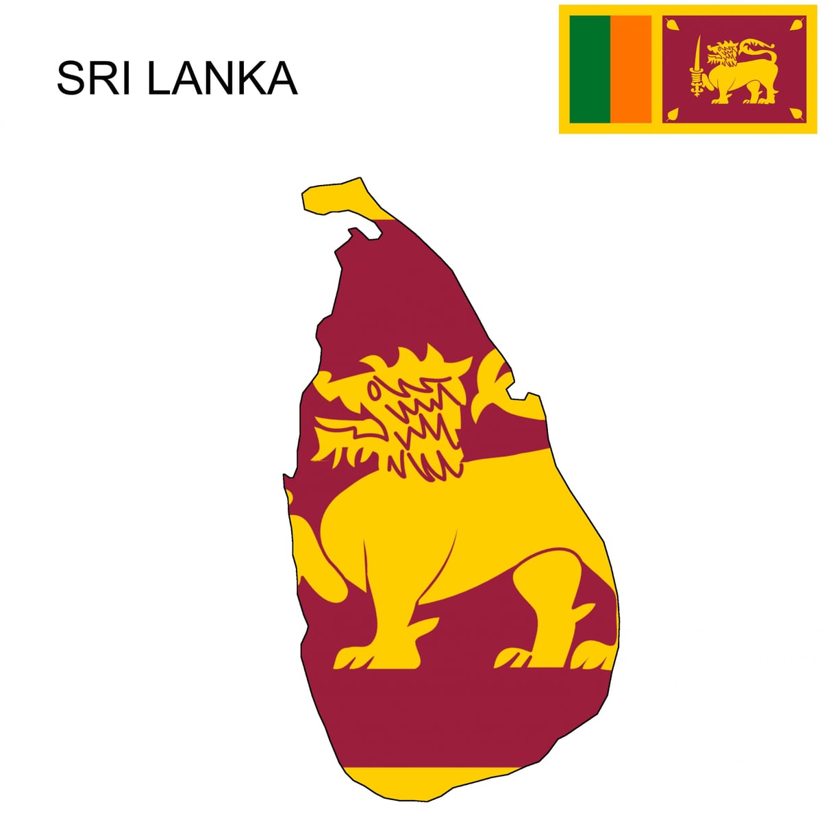 ನಕ್ಷೆ ಶ್ರೀಲಂಕಾ ಧ್ವಜ
