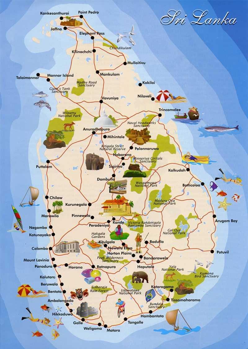 ಶ್ರೀಲಂಕಾ ದ್ವೀಪದ ನಕ್ಷೆ