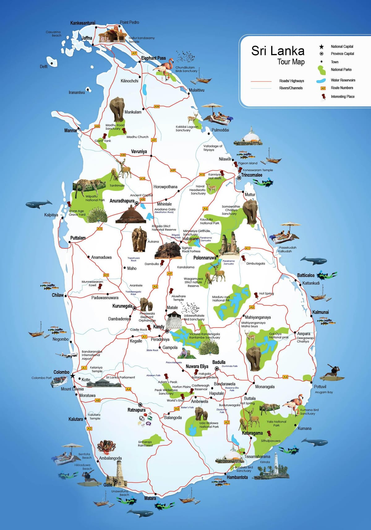 ಪ್ರವಾಸಿ ತಾಣಗಳು ಶ್ರೀಲಂಕಾ ನಕ್ಷೆ