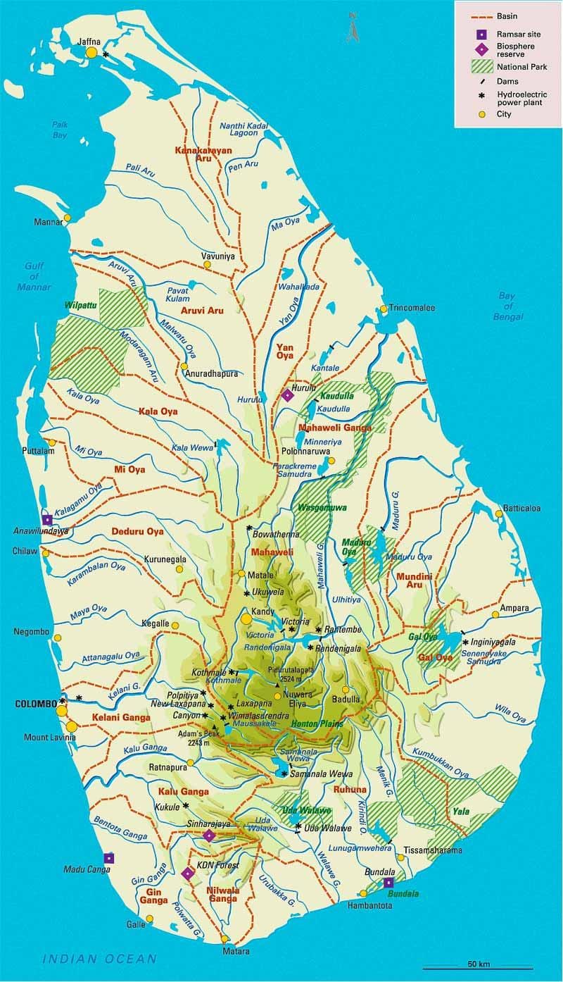 ನಕ್ಷೆ ಶ್ರೀಲಂಕಾ ಭೂಗೋಳ