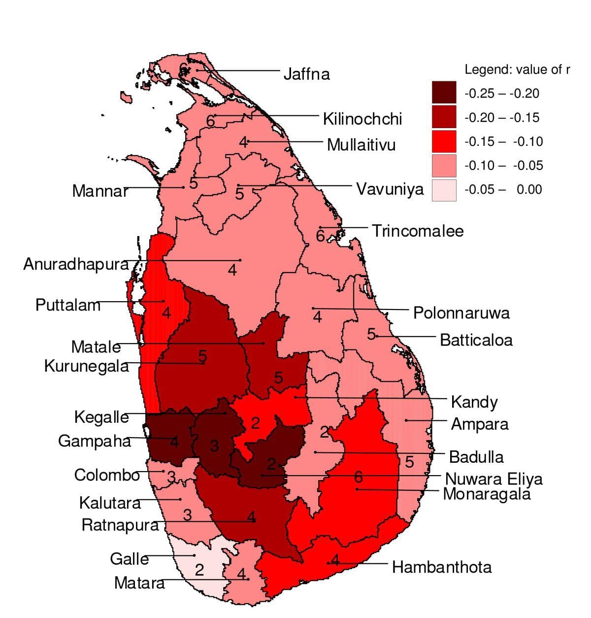 ನಕ್ಷೆ ಶ್ರೀಲಂಕಾ ಮಲೇರಿಯಾ