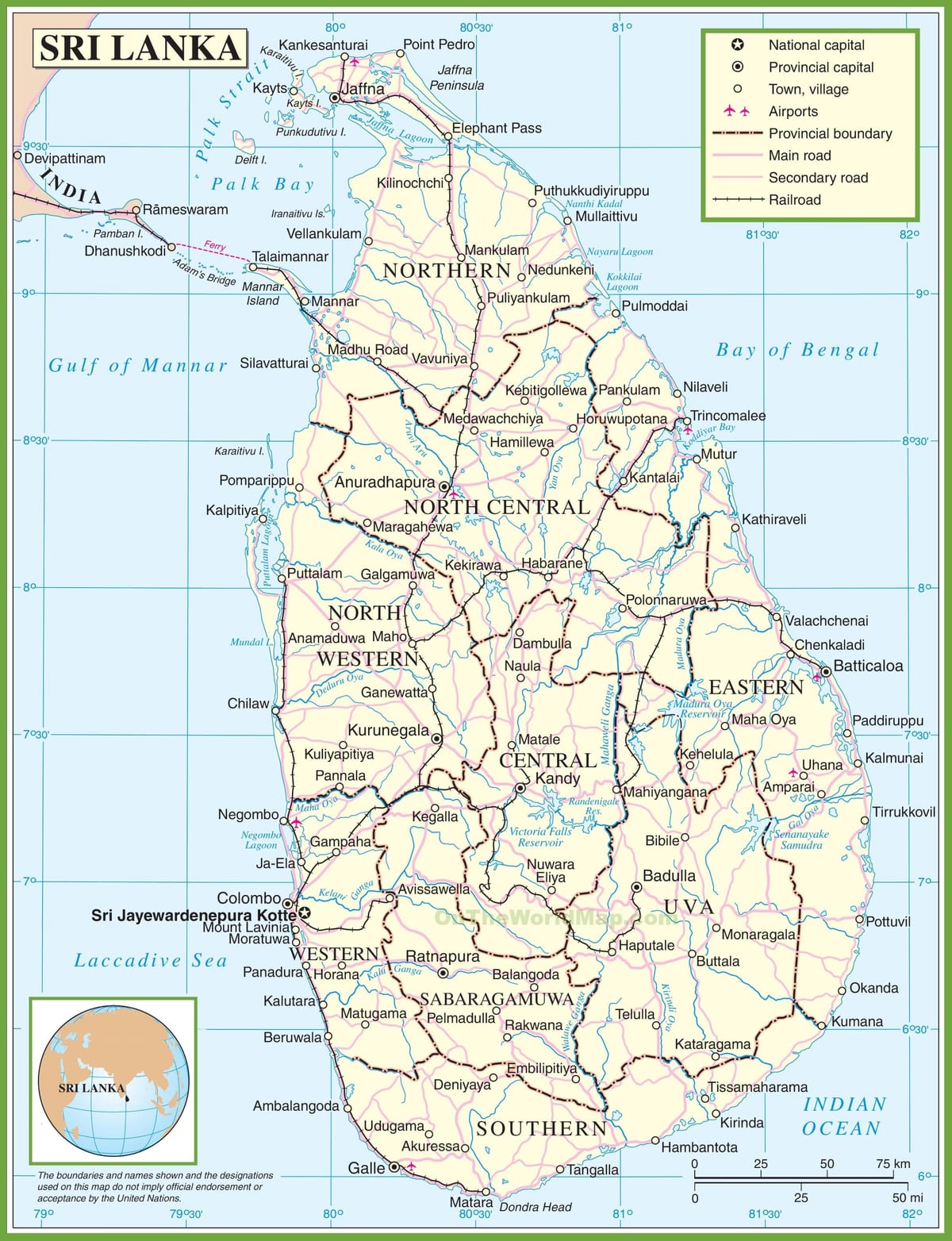 ನಕ್ಷೆ ಶ್ರೀಲಂಕಾ ರಾಜಕೀಯ