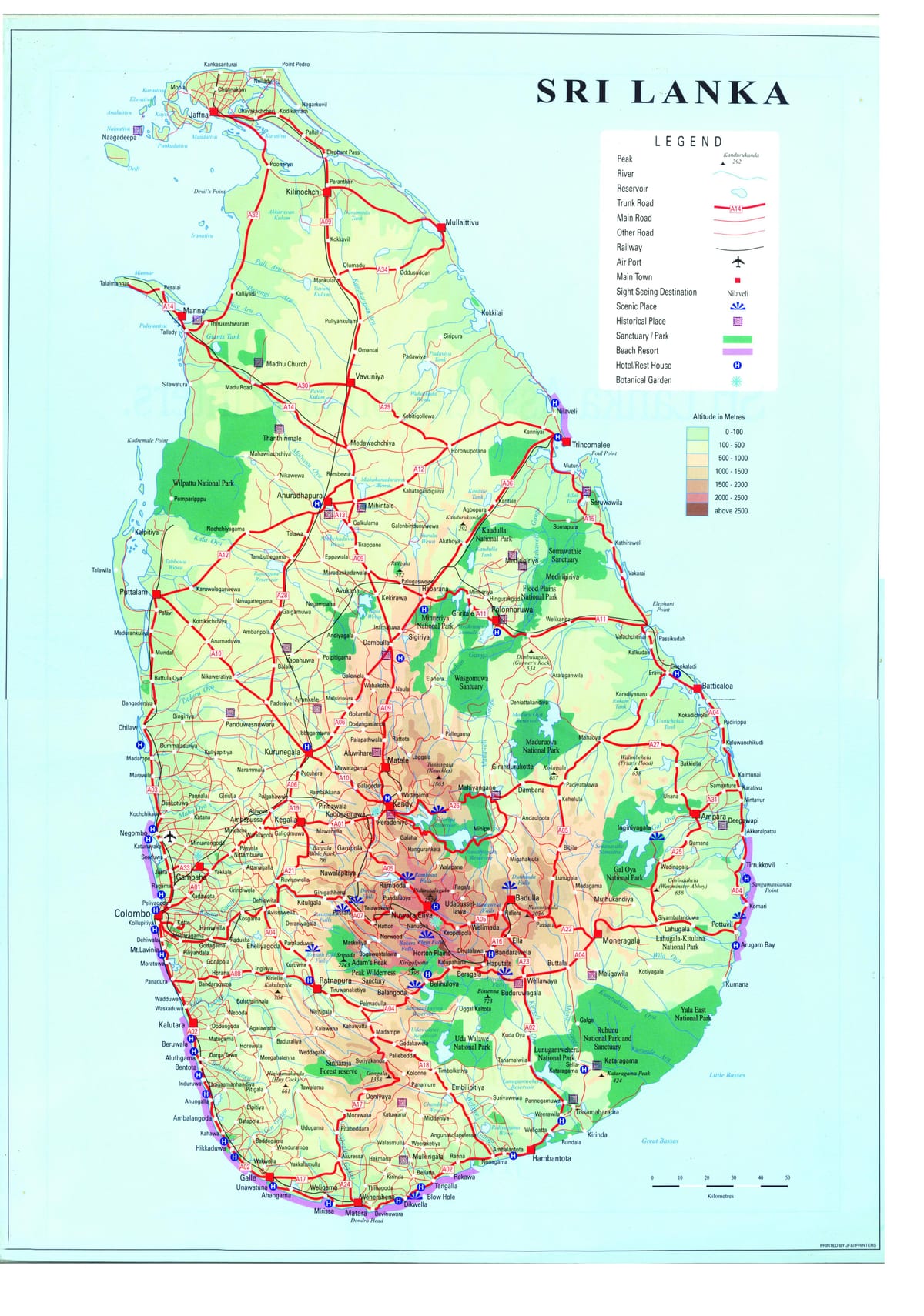 ನಕ್ಷೆ ಶ್ರೀಲಂಕಾ ಸಾರಿಗೆ
