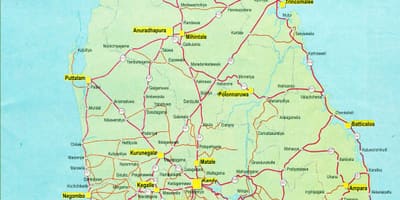 ನಕ್ಷೆ ಪ್ರವಾಸಿ ನಕ್ಷೆ ಶ್ರೀಲಂಕಾ ಜೊತೆ ರಸ್ತೆ