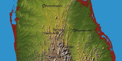 ನಕ್ಷೆ ಬೆಟ್ಟದ ದೇಶದ ಶ್ರೀಲಂಕಾ