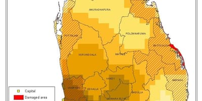 ನಕ್ಷೆ ಶ್ರೀಲಂಕಾದ ಜನಸಂಖ್ಯೆಯ ಸಾಂದ್ರತೆ