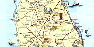 ಶ್ರೀಲಂಕಾ ಆಕರ್ಷಣೆಗಳು ನಕ್ಷೆ