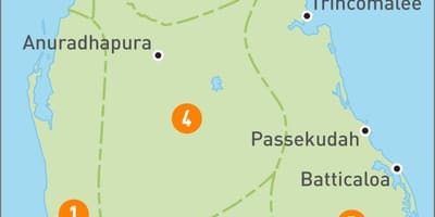 ನಕ್ಷೆ ಶ್ರೀಲಂಕಾ ಪ್ರದೇಶಗಳಲ್ಲಿ
