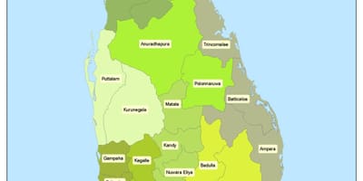 ನಕ್ಷೆ ಶ್ರೀಲಂಕಾ ಪ್ರದೇಶದಲ್ಲಿ