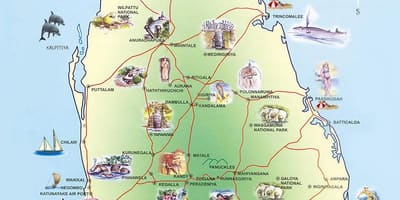ಪ್ರವಾಸಿ ಆಕರ್ಷಣೆಗಳು ಶ್ರೀಲಂಕಾ ನಕ್ಷೆ