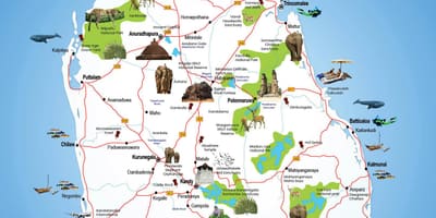 ಪ್ರವಾಸಿ ತಾಣಗಳು ಶ್ರೀಲಂಕಾ ನಕ್ಷೆ