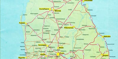 ರಸ್ತೆ ದೂರ ನಕ್ಷೆ ಶ್ರೀಲಂಕಾ